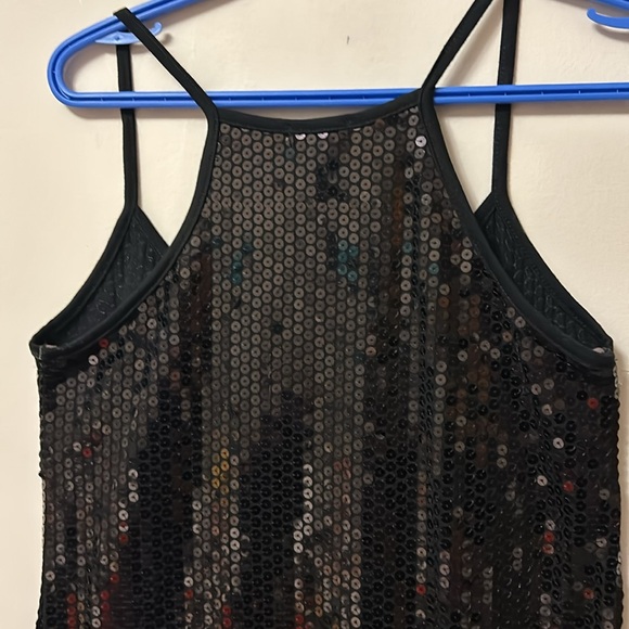 Lily white black sequined top spaghetti straps size medium like new w/o tagss - Picture 2 of 5
